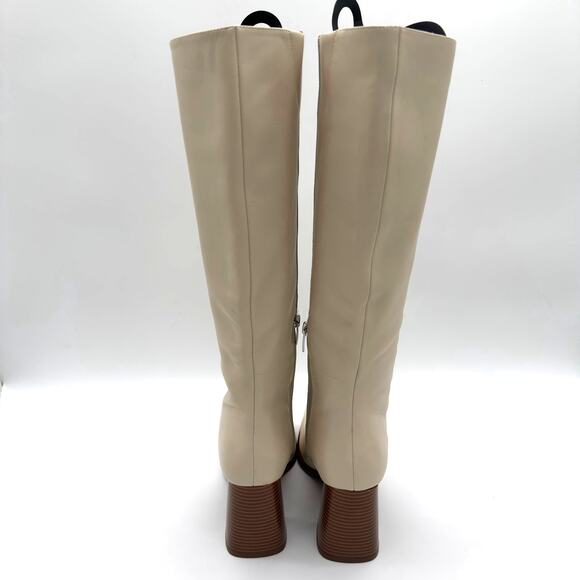 Marc Fisher Dacea Mod Leather Upper Ivory Cream Knee High Block Heel Boots 9.5 - Picture 5 of 8